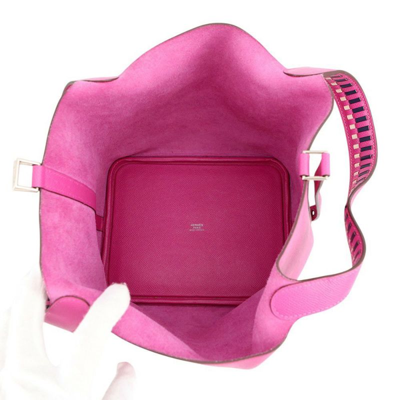 エルメス ピコタンロックMM トレサージュ・ドゥ・キュイール マグノリア/ブルーサフィール/クレ/シルバー金具 エプソン C刻印