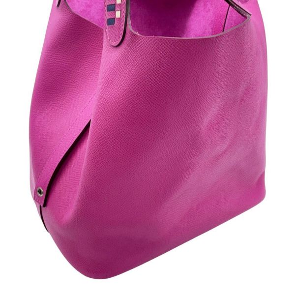 エルメス ピコタンロックMM トレサージュ・ドゥ・キュイール マグノリア/ブルーサフィール/クレ/シルバー金具 エプソン C刻印