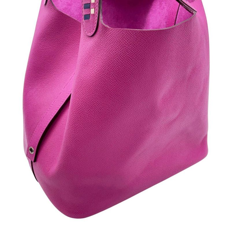 エルメス ピコタンロックMM トレサージュ・ドゥ・キュイール マグノリア/ブルーサフィール/クレ/シルバー金具 エプソン C刻印