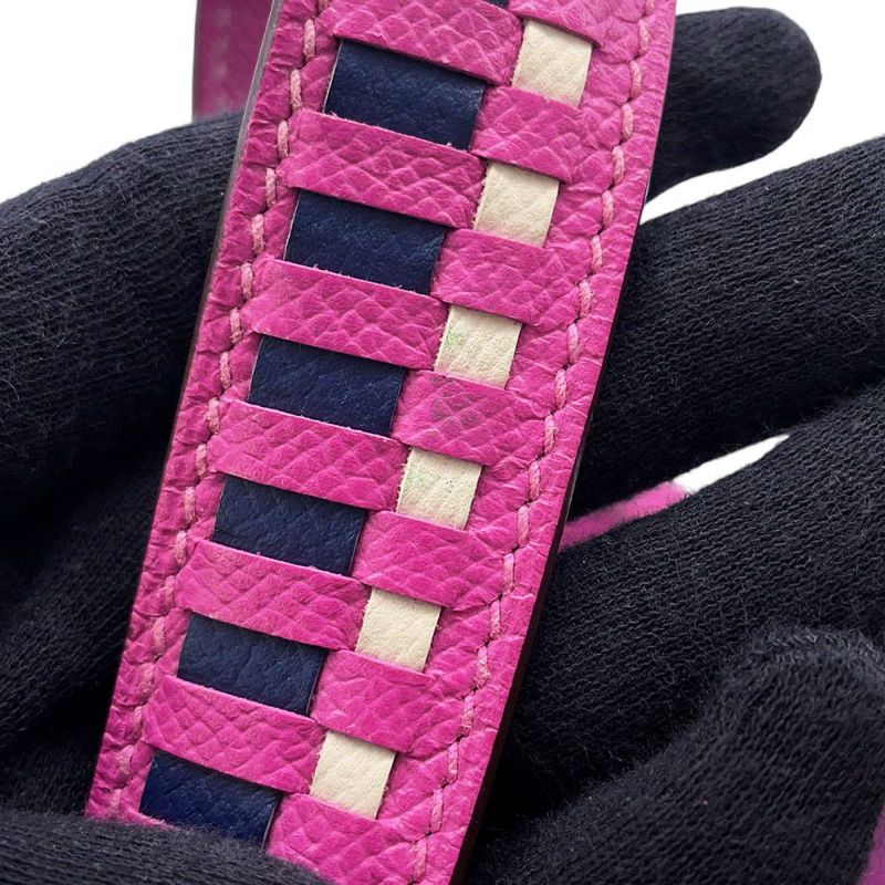 エルメス ピコタンロックMM トレサージュ・ドゥ・キュイール マグノリア/ブルーサフィール/クレ/シルバー金具 エプソン C刻印