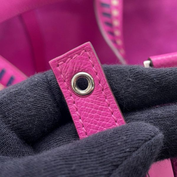 エルメス ピコタンロックMM トレサージュ・ドゥ・キュイール マグノリア/ブルーサフィール/クレ/シルバー金具 エプソン C刻印