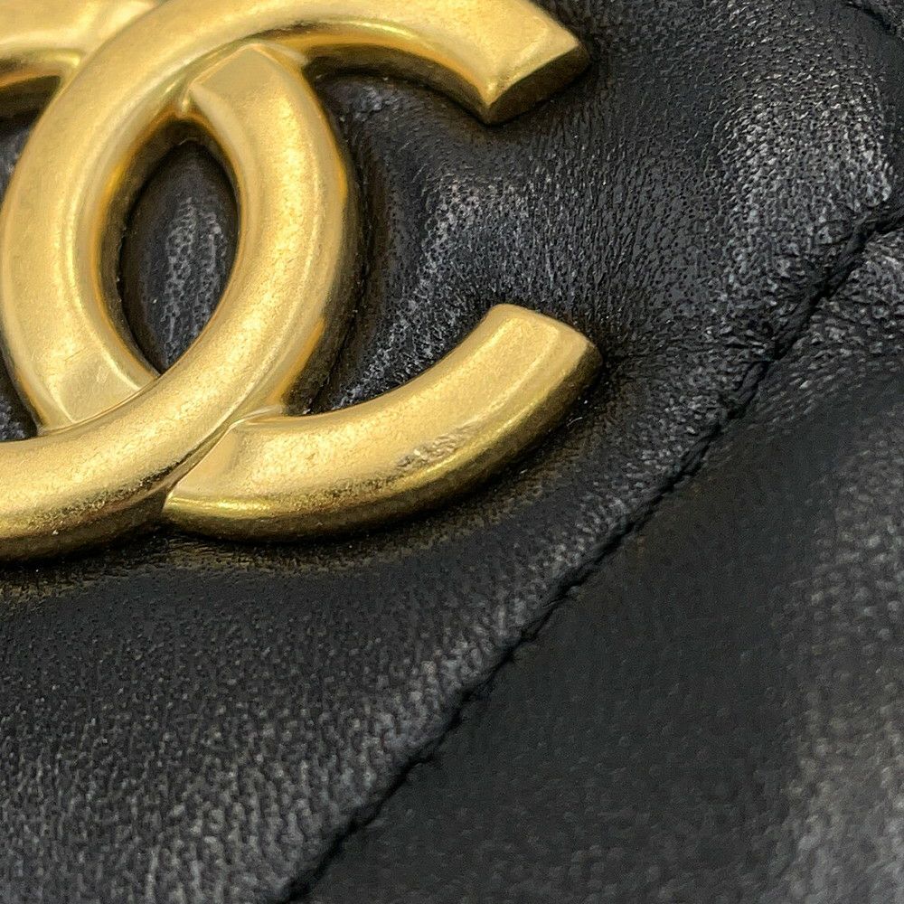 シャネル チェーンショルダーバッグ マトラッセ ココマーク ミニ ボウ バッグ シャイニーラムスキン AS5849 CHANEL 黒 2way