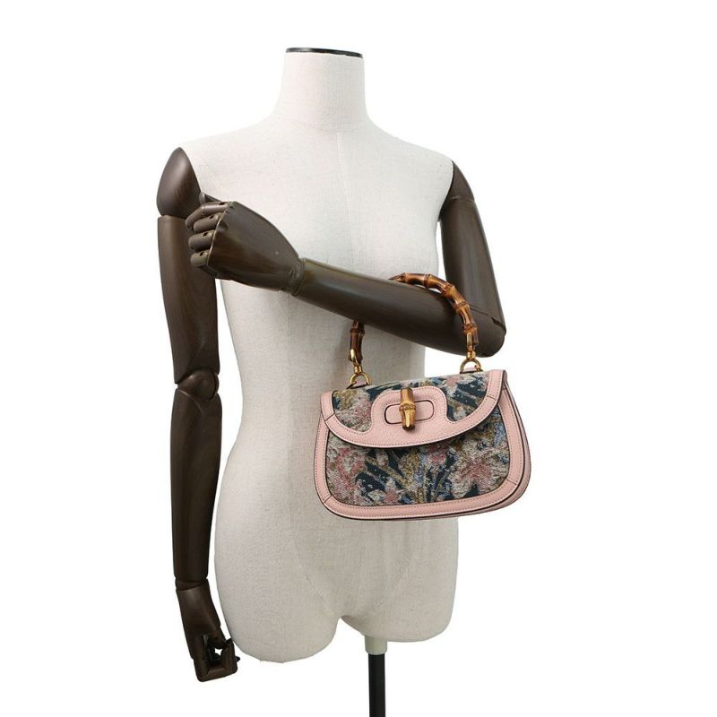 グッチ ハンドバッグ バンブー 1947 西陣織 HOSOO スモール レザー 675797 GUCCI 日本限定