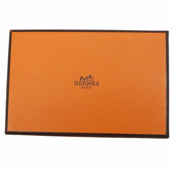 エルメス コインケース カルヴィ デュオ オレンジ/シルバー金具 ヴォーエプソン U刻印 HERMES 財布