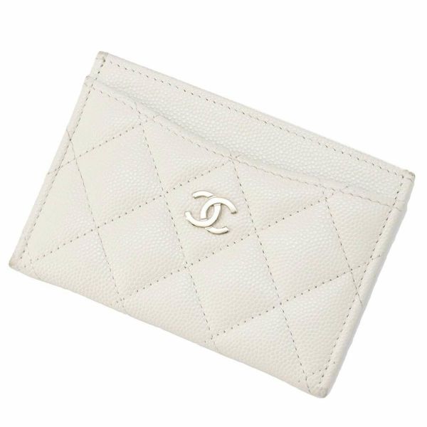 シャネル カードケース クラシック マトラッセ ココマーク キャビアスキン AP0213 CHANEL 定期入れ 名刺入れ パスケース 白