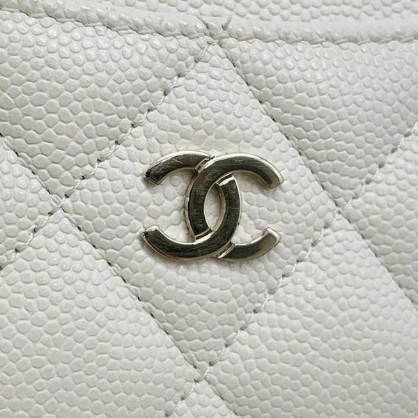 シャネル カードケース クラシック マトラッセ ココマーク キャビアスキン AP0213 CHANEL 定期入れ 名刺入れ パスケース 白