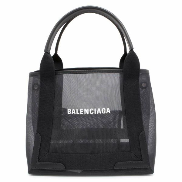 バレンシアガ トートバッグ ネイビーカバス S メッシュ ポーチ付 339933 BALENCIAGA スモールバッグ 黒