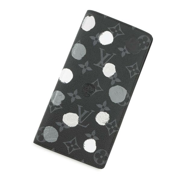 ルイヴィトン 長財布 モノグラム・エクリプス/ペインティッド ドット LV × YK ポルトフォイユ・ブラザ M81932 草間彌生 ブラック 黒