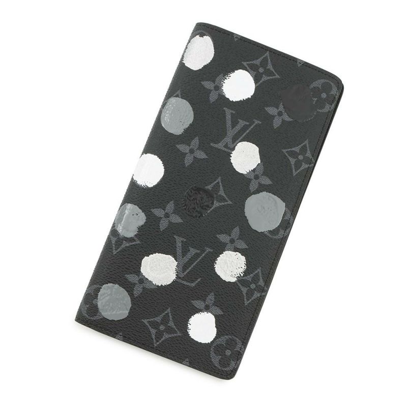 ルイヴィトン 長財布 モノグラム・エクリプス/ペインティッド ドット LV × YK ポルトフォイユ・ブラザ M81932 草間彌生 ブラック 黒