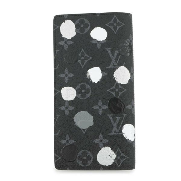 ルイヴィトン 長財布 モノグラム・エクリプス/ペインティッド ドット LV × YK ポルトフォイユ・ブラザ M81932 草間彌生 ブラック 黒