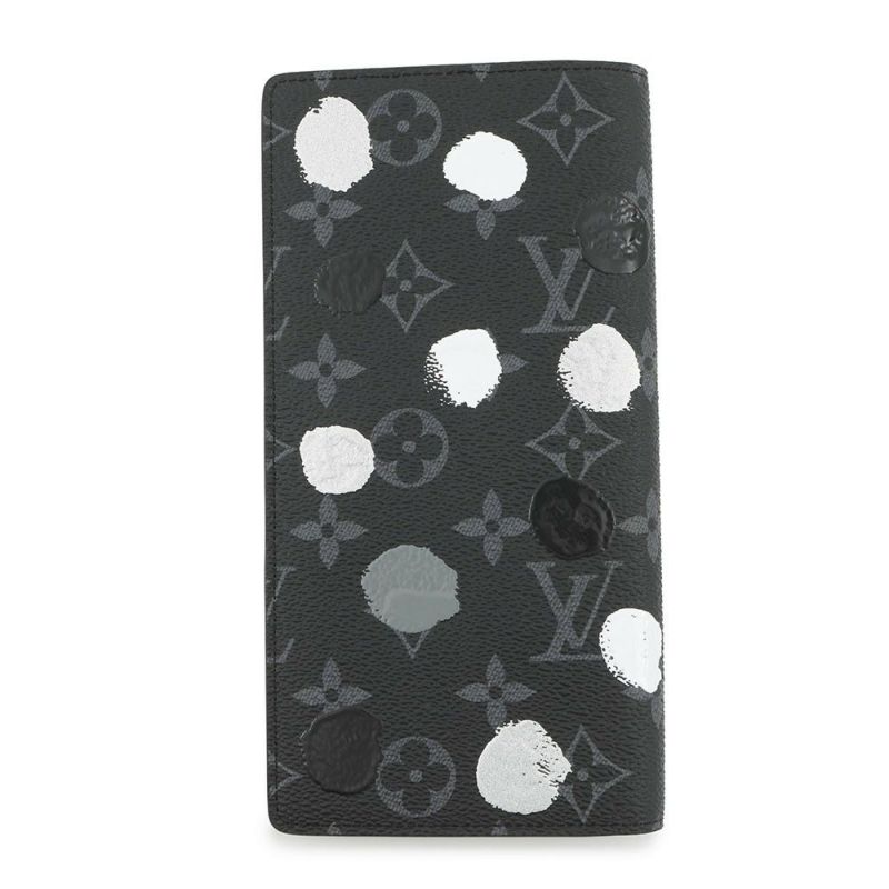 ルイヴィトン 長財布 モノグラム・エクリプス/ペインティッド ドット LV × YK ポルトフォイユ・ブラザ M81932 草間彌生 ブラック 黒