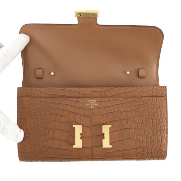 エルメス 長財布 コンスタンス トゥーゴー ロング ゴールド/ゴールド金具 アリゲーターマット W刻印