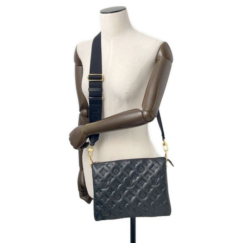 ルイヴィトン ショルダーバッグ モノグラム・パターン ラムスキン クッサンPM M57790 LOUIS VUITTON 3way ブラック 黒