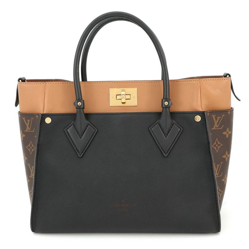 ルイヴィトン ハンドバッグ モノグラム/カーフレザー オンマイサイドMM M53823 LOUIS VUITTON ヴィトン バッグ 黒 ブラック