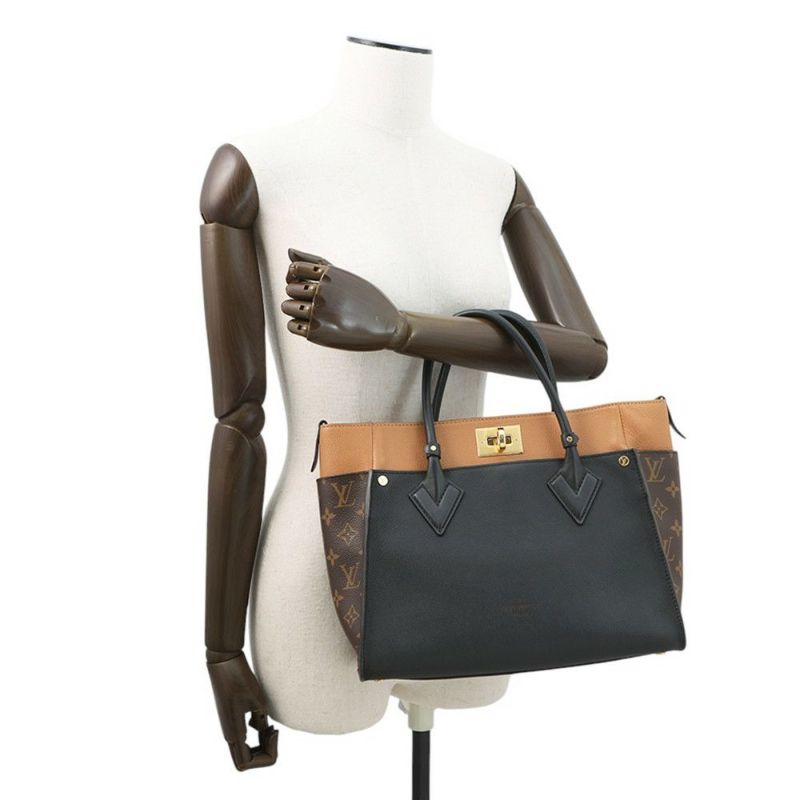 ルイヴィトン ハンドバッグ モノグラム/カーフレザー オンマイサイドMM M53823 LOUIS VUITTON ヴィトン バッグ 黒 ブラック