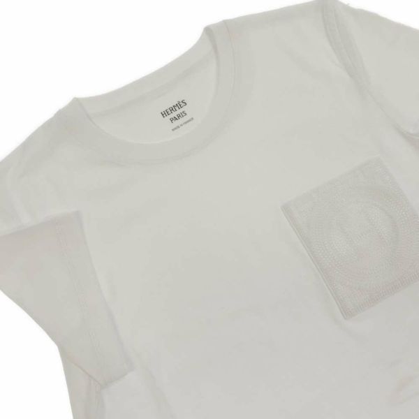 エルメス Ｔシャツ 刺繍入りポケット コットン レディースサイズ38 HERMES アパレル 白