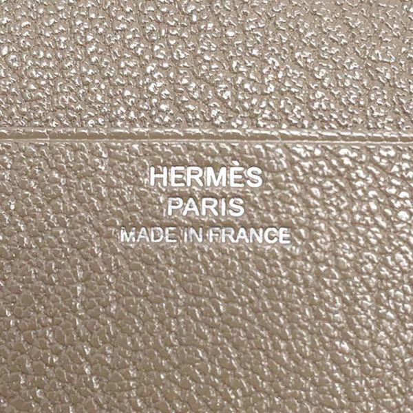 エルメス 三つ折り財布 ベアンコンビネ エトゥープ/シルバー金具 シェブルミゾル B刻印 HERMES 財布 シェーブル