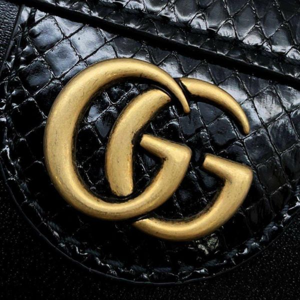 グッチ 長財布 GGマーモント ジップアラウンドウォレット カーフレザー パイソン 706844 GUCCI 財布 黒 日本限定