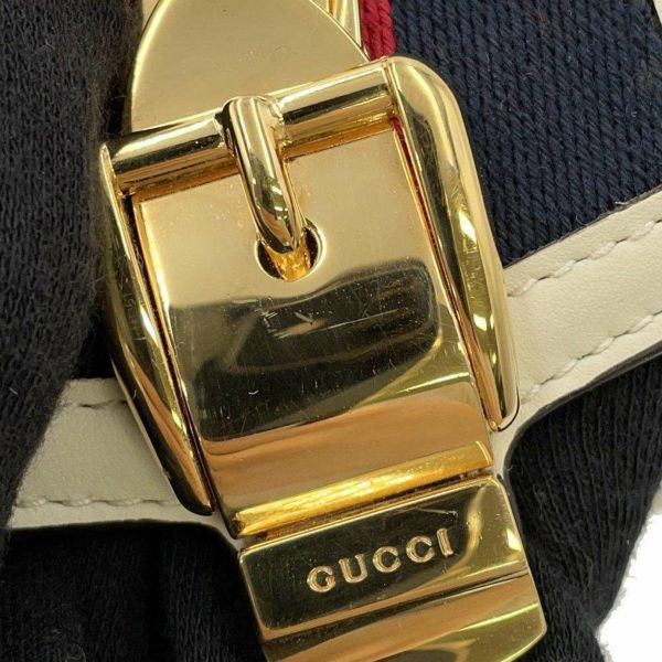 グッチ チェーンショルダーバッグ シルヴィ ミニ ウェブ レザー 494646 GUCCI 白