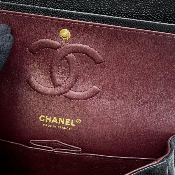 シャネル チェーンショルダーバッグ マトラッセ25 ココマーク キャビアスキン ダブルチェーン A01112 CHANEL 黒