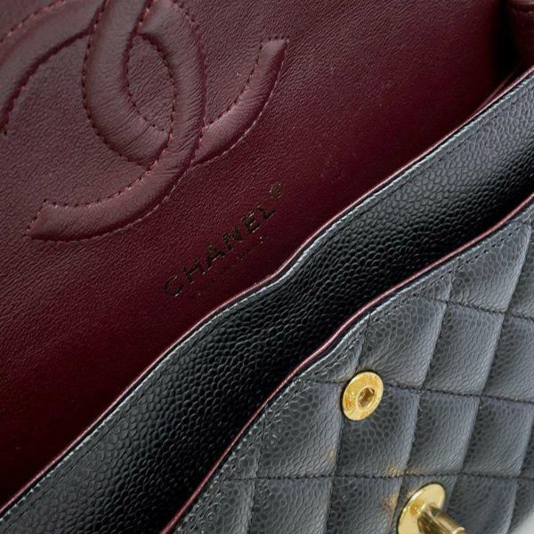 シャネル チェーンショルダーバッグ マトラッセ25 ココマーク キャビアスキン ダブルチェーン A01112 CHANEL 黒