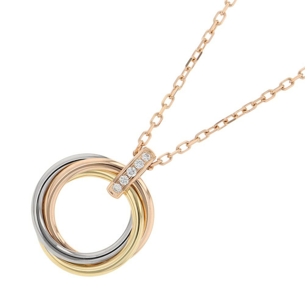 カルティエ ネックレス トリニティ ダイヤモンド 5P K18PG/K18YG/K18WG Cartier ペンダント
