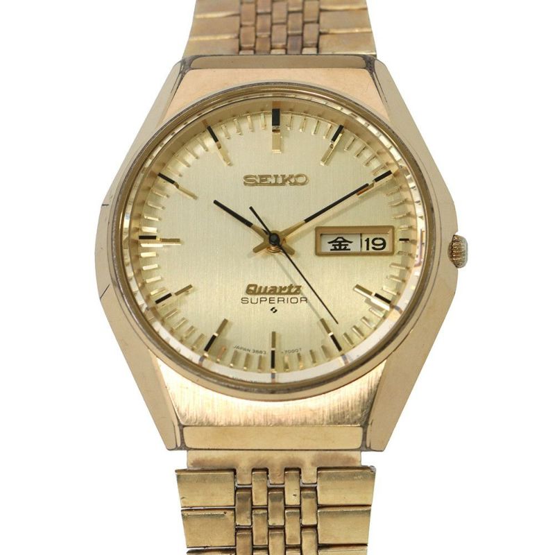 セイコー スーペリア デイデイト 3883-7000 SEIKO 腕時計 クォーツ シャンパンゴールド文字盤 アンティーク