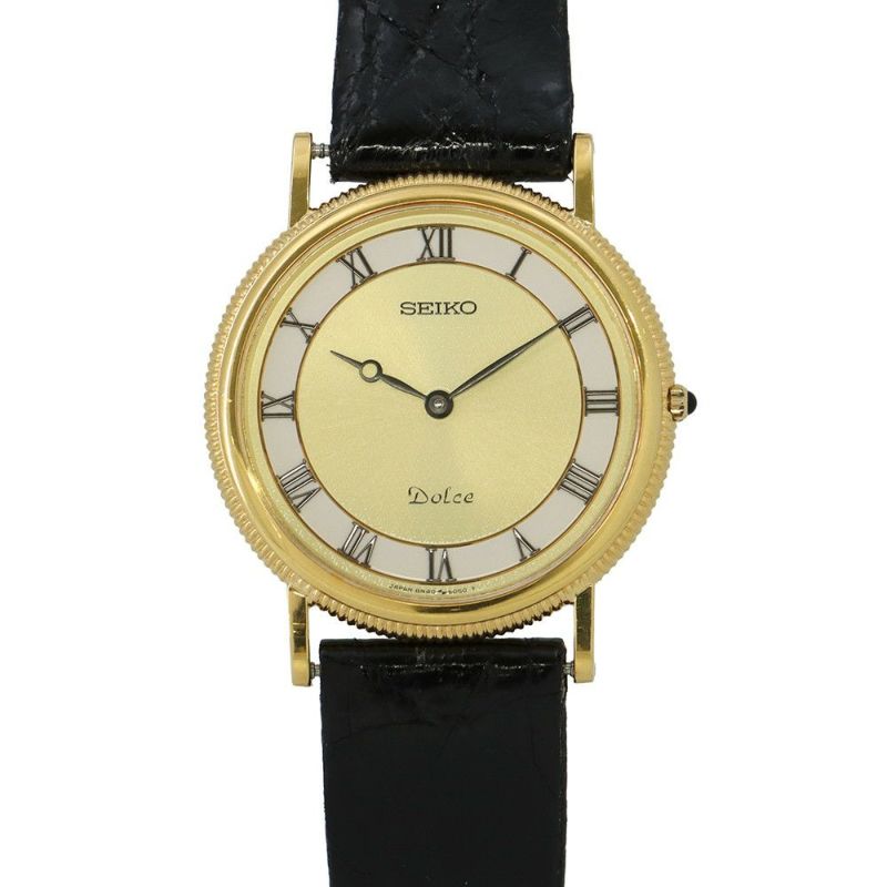 セイコー ドルチェ K18YGイエローゴールド 8N40-6040 SEIKO 腕時計 クォーツ ゴールド文字盤 アンティーク