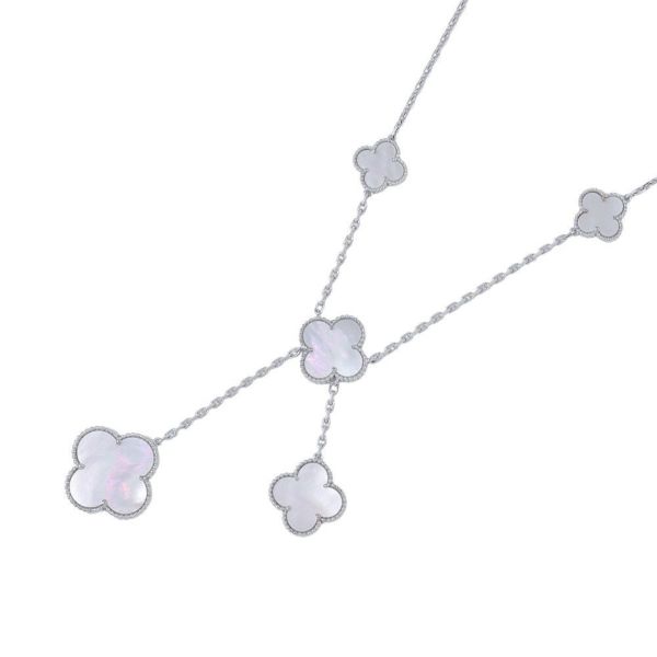 ヴァンクリーフ&アーペル ネックレス マジック アルハンブラ 6モチーフ マザーオブパール K18WGホワイトゴールド VCARP3TK00