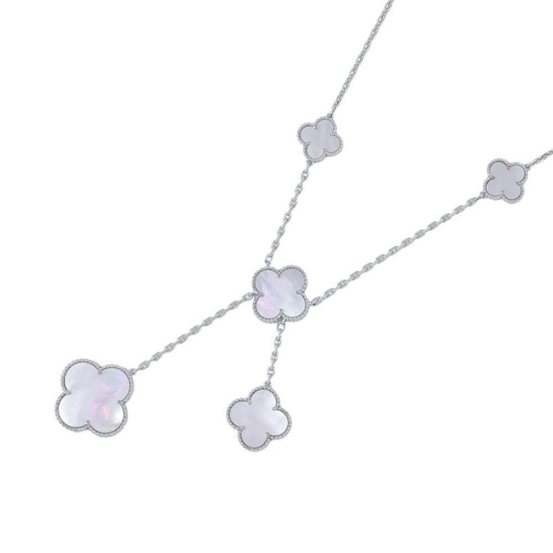 ヴァンクリーフ&アーペル ネックレス マジック アルハンブラ 6モチーフ マザーオブパール K18WGホワイトゴールド VCARP3TK00