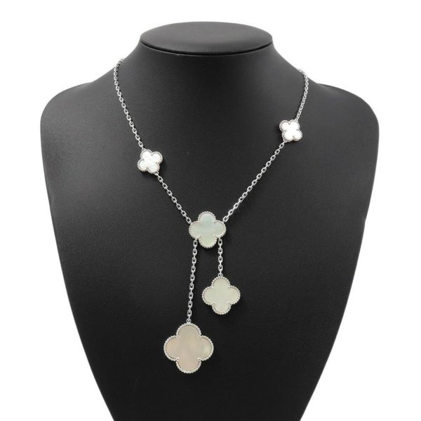 ヴァンクリーフ&アーペル ネックレス マジック アルハンブラ 6モチーフ マザーオブパール K18WGホワイトゴールド VCARP3TK00