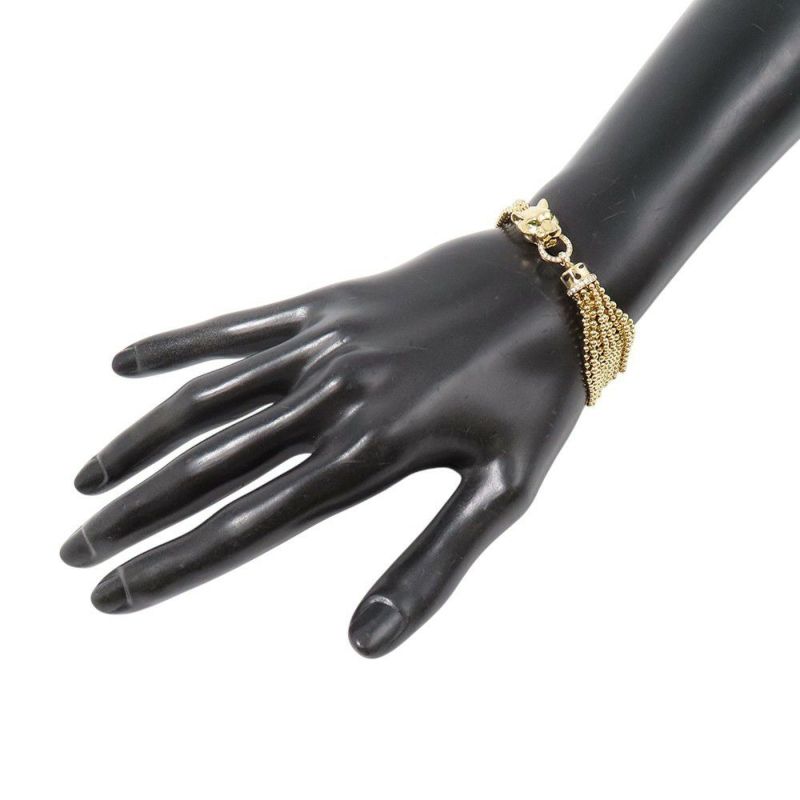 カルティエ ブレスレット パンテール ドゥ ツァボライトガーネット/オニキス/ダイヤモンド 38P 計0.26ct K18YG サイズ16 N6709916