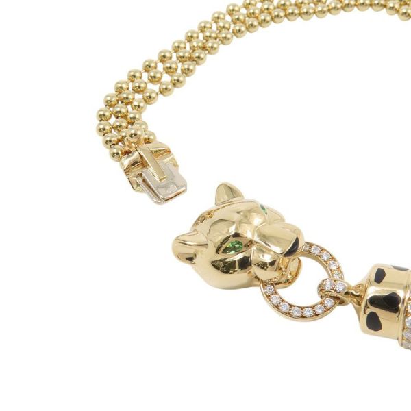 カルティエ ブレスレット パンテール ドゥ ツァボライトガーネット/オニキス/ダイヤモンド 38P 計0.26ct K18YG サイズ16 N6709916