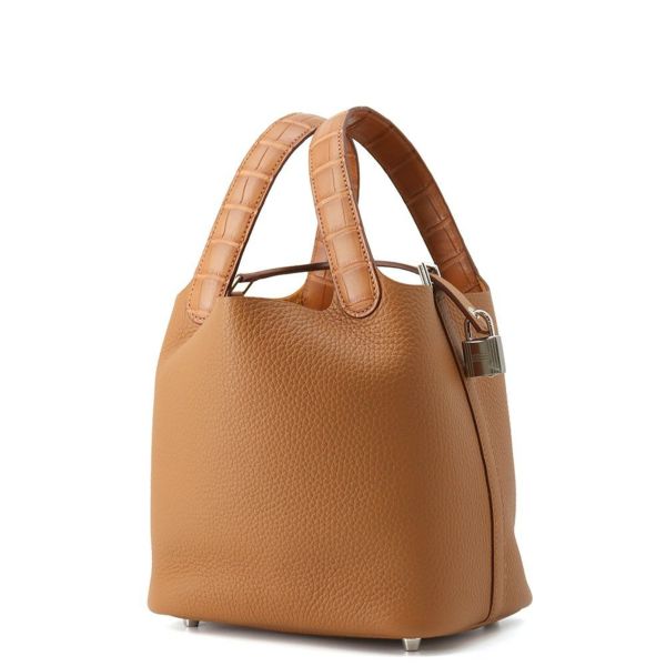 エルメス ハンドバッグ ピコタンロックPM タッチ ゴールド/シルバー金具 トリヨンクレマンス/アリゲーターマット K刻印