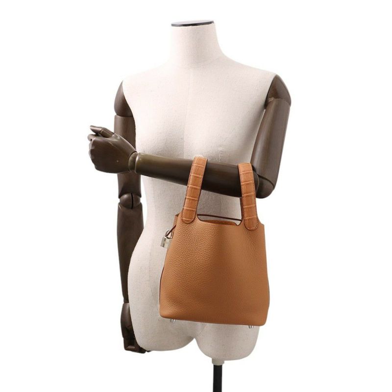 エルメス ハンドバッグ ピコタンロックPM タッチ ゴールド/シルバー金具 トリヨンクレマンス/アリゲーターマット K刻印