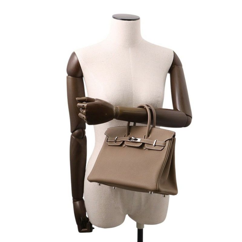 エルメス バーキン25 エトゥープ/シルバー金具 トゴ C刻印 HERMES Birkin ハンドバッグ