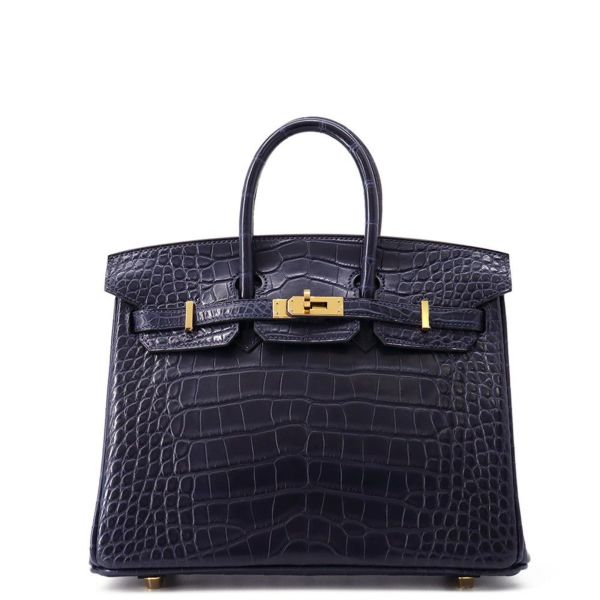 エルメス バーキン25 ブルーインディゴ/ゴールド金具 アリゲーターマット Y刻印 HERMES Birkin ハンドバッグ