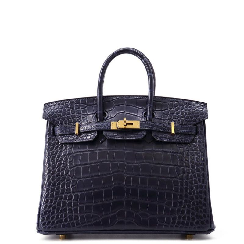 エルメス バーキン25 ブルーインディゴ/ゴールド金具 アリゲーターマット Y刻印 HERMES Birkin ハンドバッグ