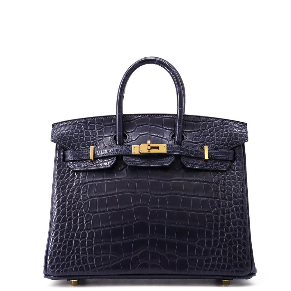 エルメス バーキン25 ブルーインディゴ/ゴールド金具 アリゲーターマット Y刻印 HERMES Birkin ハンドバッグ