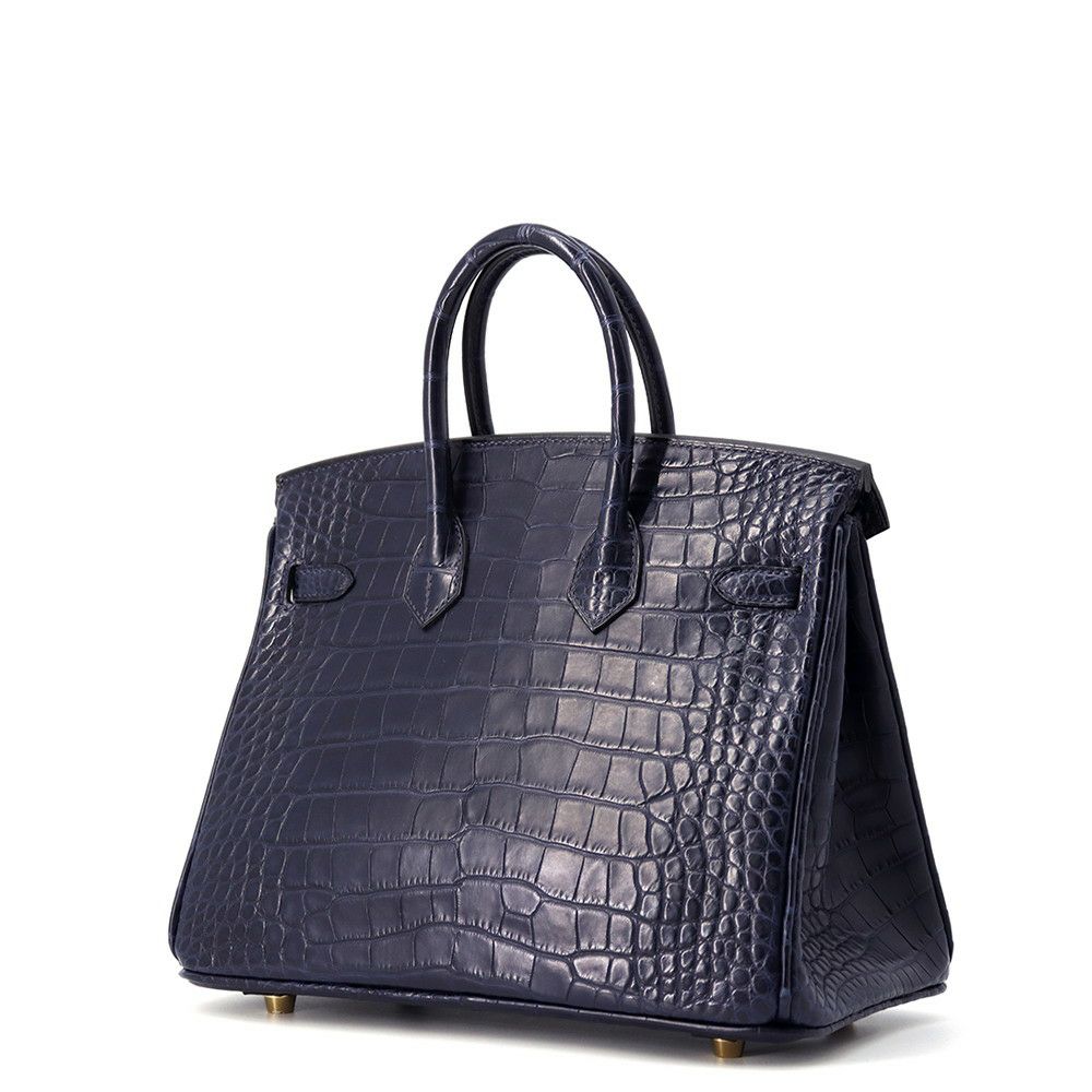 エルメス バーキン25 ブルーインディゴ/ゴールド金具 アリゲーターマット Y刻印 HERMES Birkin ハンドバッグ