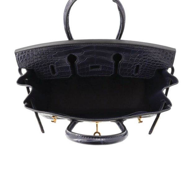 エルメス バーキン25 ブルーインディゴ/ゴールド金具 アリゲーターマット Y刻印 HERMES Birkin ハンドバッグ