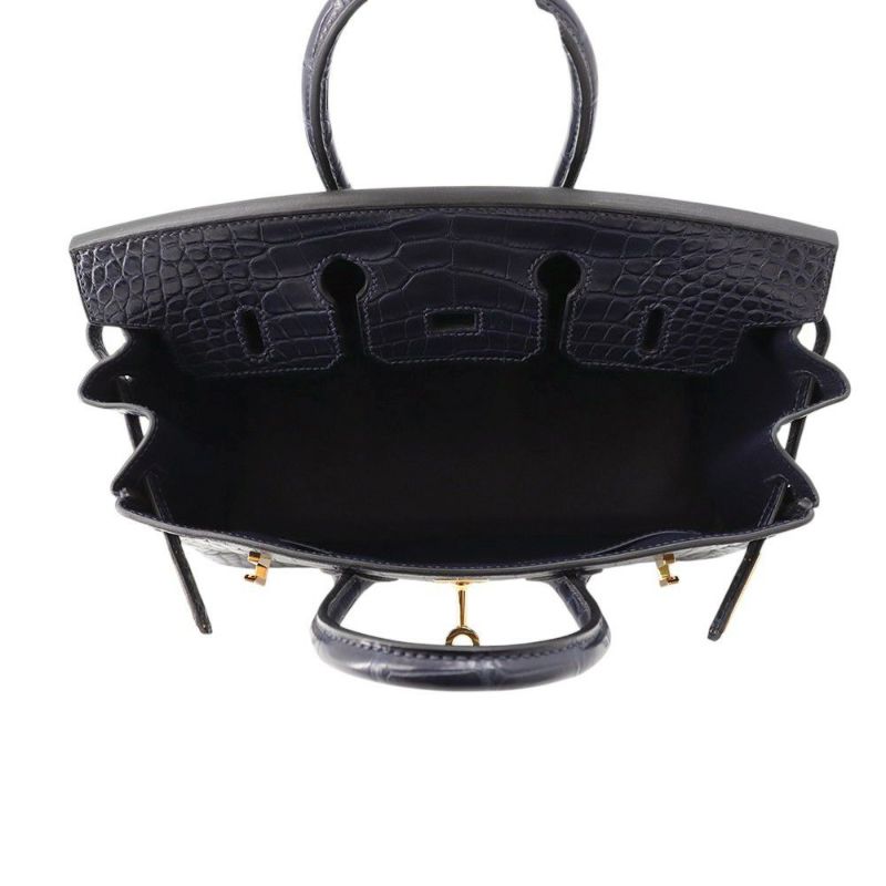 エルメス バーキン25 ブルーインディゴ/ゴールド金具 アリゲーターマット Y刻印 HERMES Birkin ハンドバッグ