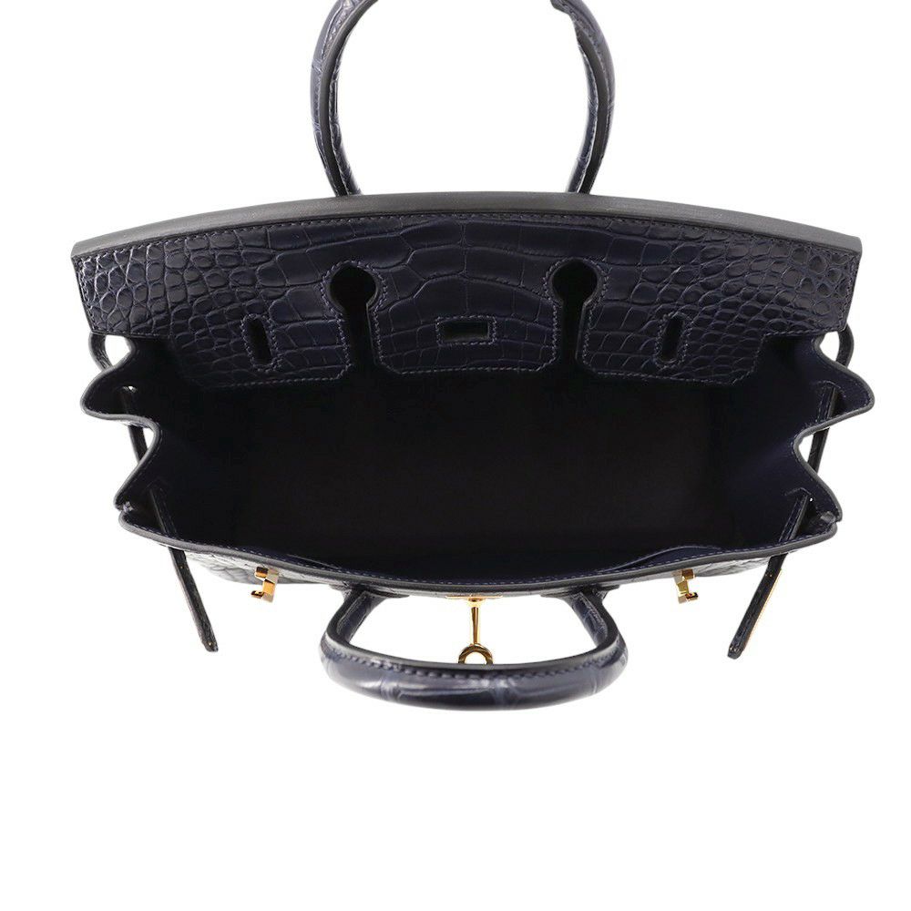 エルメス バーキン25 ブルーインディゴ/ゴールド金具 アリゲーターマット Y刻印 HERMES Birkin ハンドバッグ