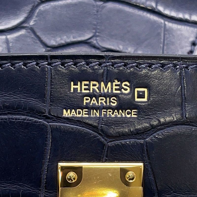 エルメス バーキン25 ブルーインディゴ/ゴールド金具 アリゲーターマット Y刻印 HERMES Birkin ハンドバッグ