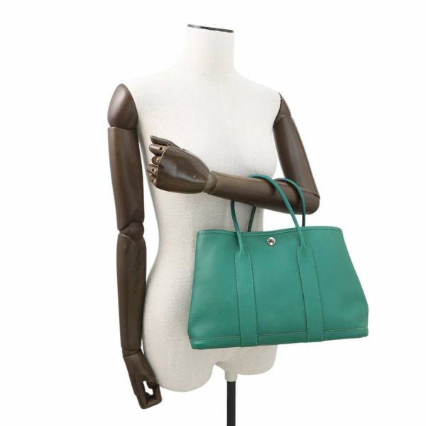 エルメス トートバッグ ガーデンパーティTPM ヴェールジェイド/シルバー金具 エプソン C刻印