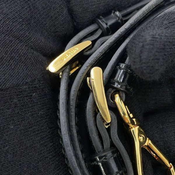 プラダ ハンドバッグ Re-Nylon デュエット 巾着 ナイロン パテント 1BH038 PRADA 2way 黒