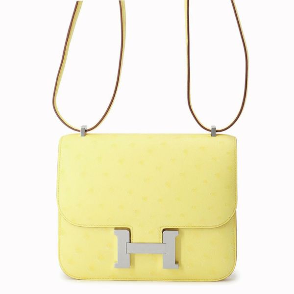 エルメス ミニ コンスタンス3 ミロワール リモンチェッロ/シルバー金具 オーストリッチ W刻印