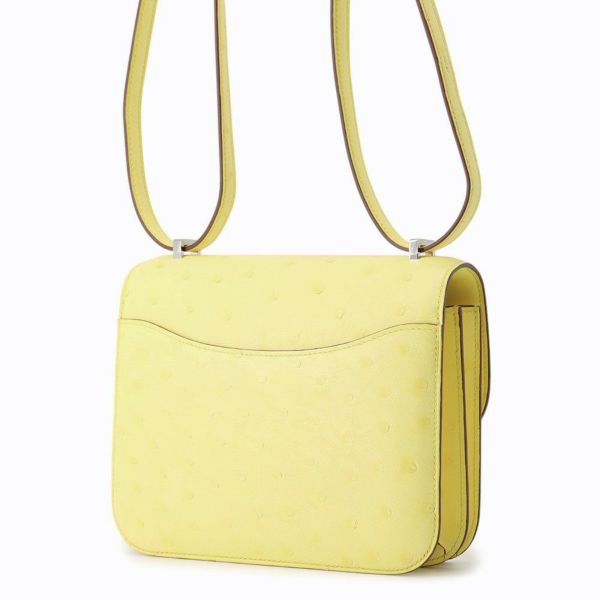 エルメス ミニ コンスタンス3 ミロワール リモンチェッロ/シルバー金具 オーストリッチ W刻印