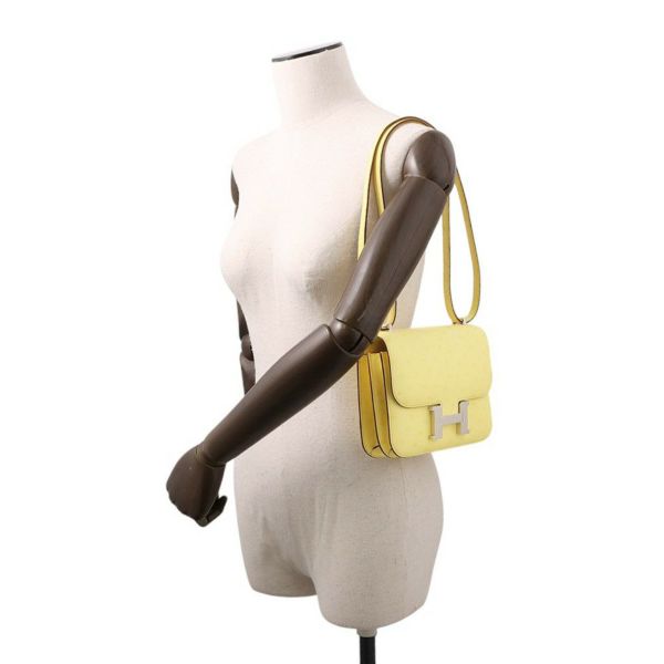 エルメス ミニ コンスタンス3 ミロワール リモンチェッロ/シルバー金具 オーストリッチ W刻印