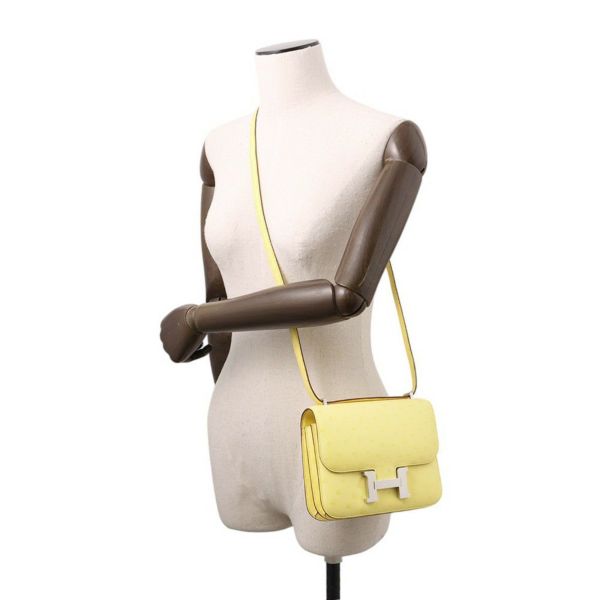 エルメス ミニ コンスタンス3 ミロワール リモンチェッロ/シルバー金具 オーストリッチ W刻印